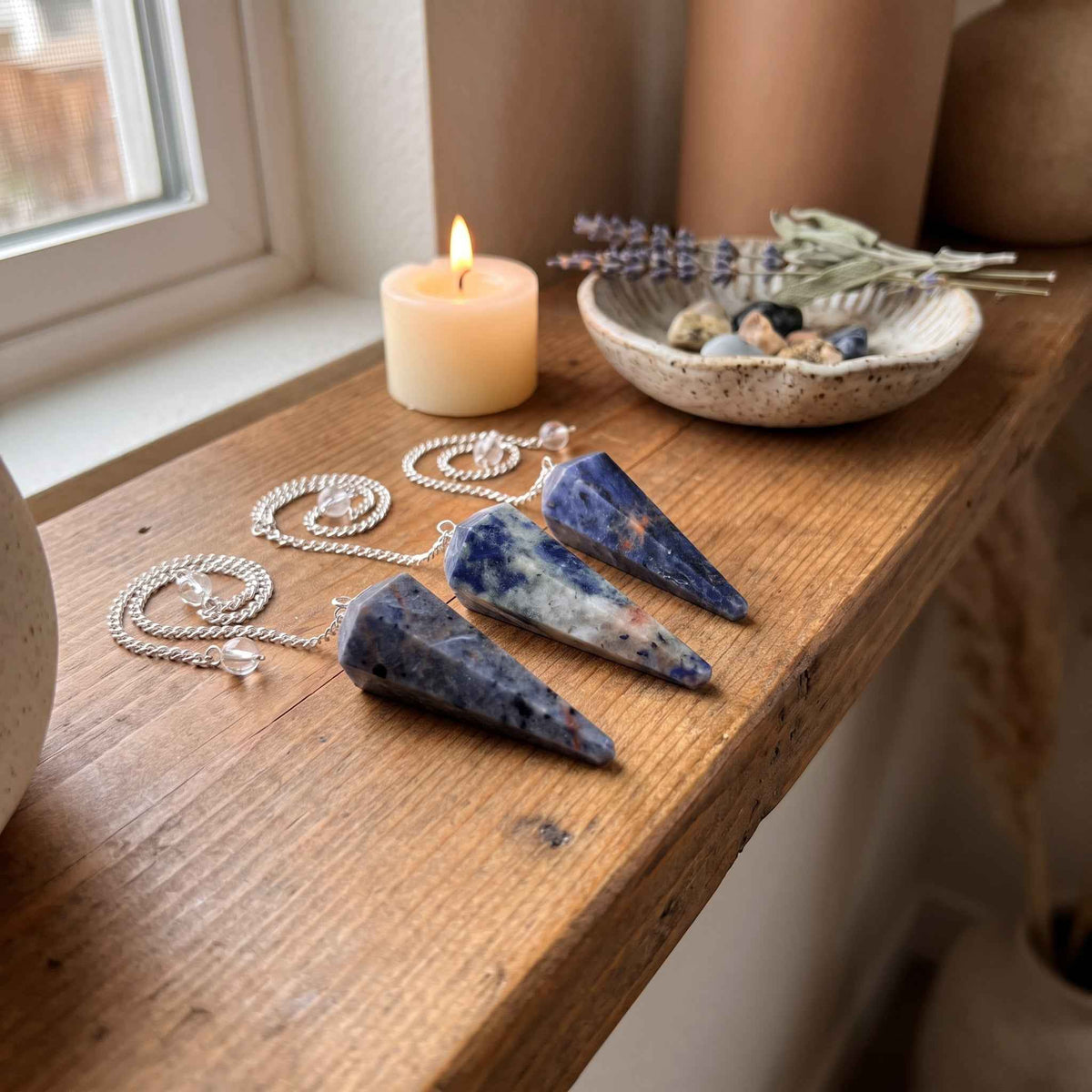 Sodalite Pendulum 6 Facet & Bead - 3 Pack