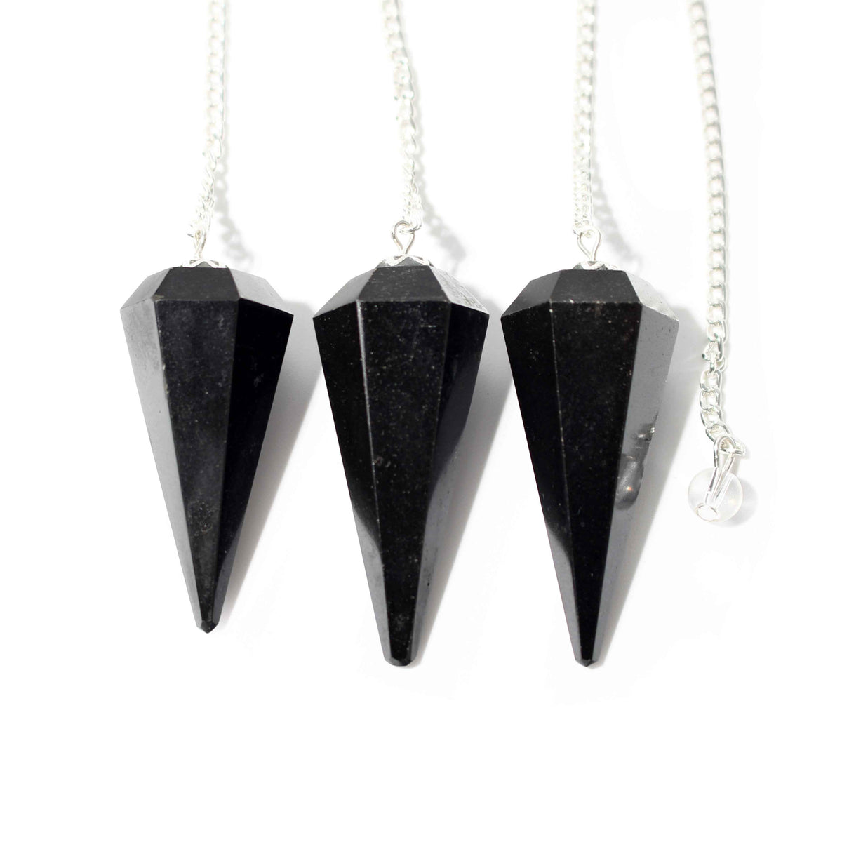 Black Tourmaline Pendulum 6 Facet & Bead - 3 Pack