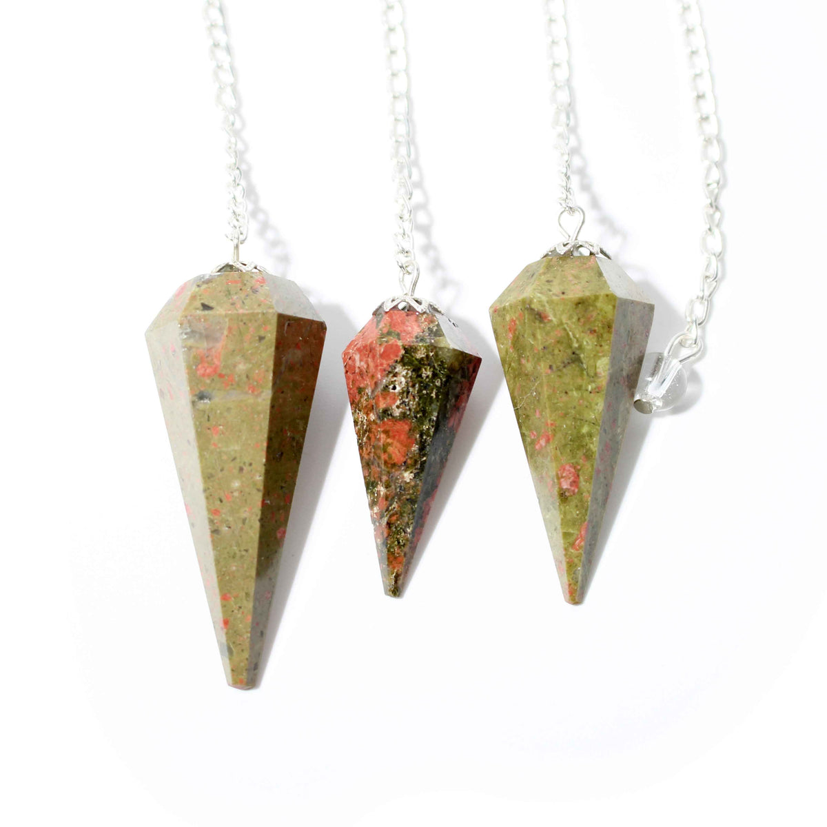 Unakite Pendulum 6 Facet & Bead - 3 Pack