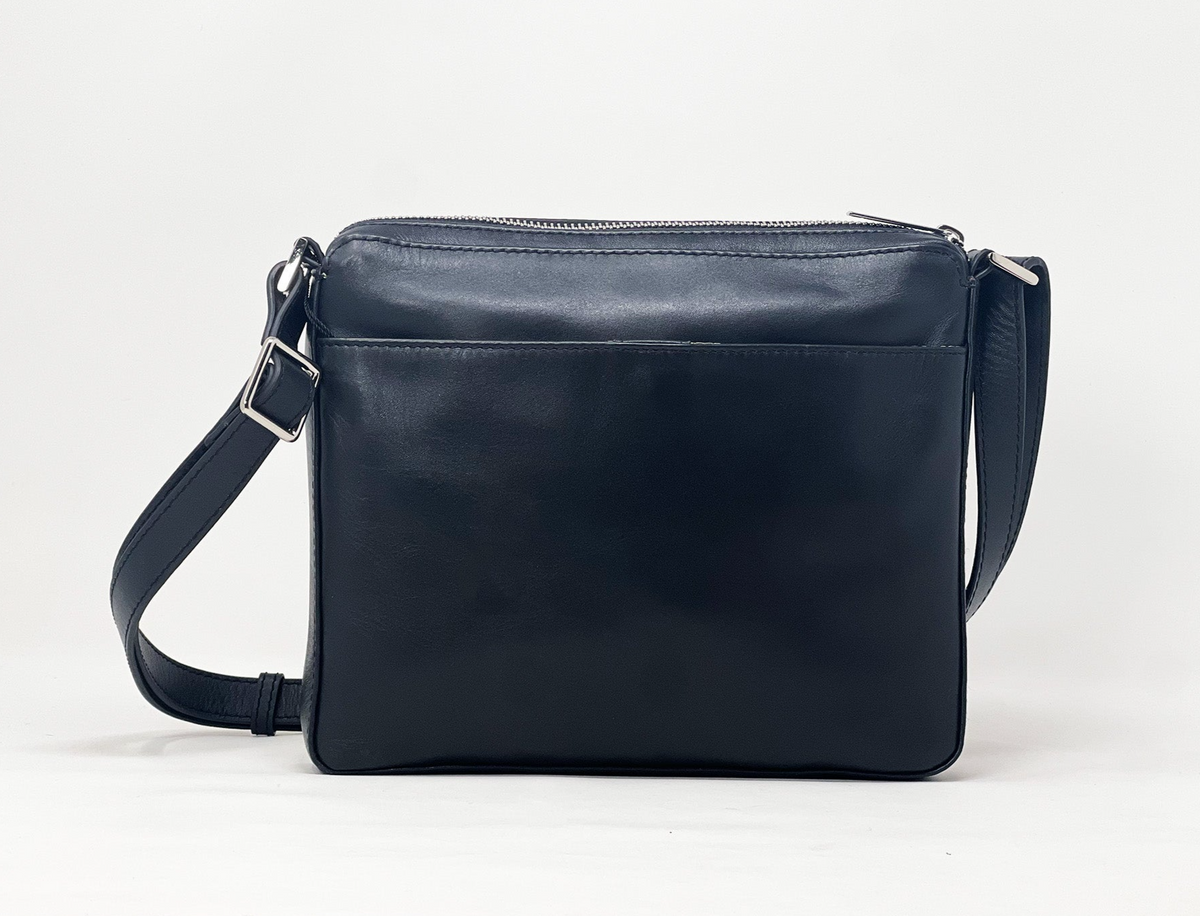 Sac à bandoulière en cuir noir | Gisèle petit