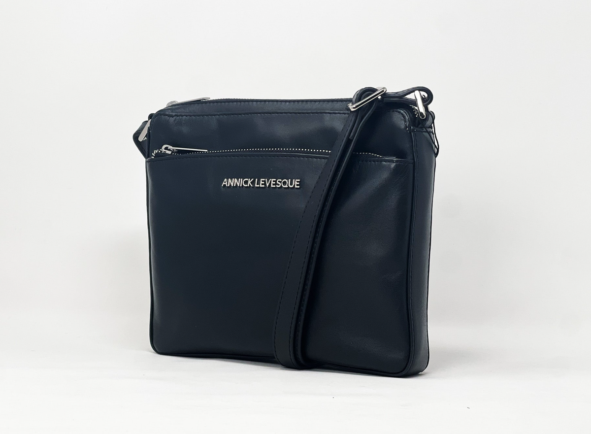 Sac à bandoulière en cuir noir | Gisèle petit