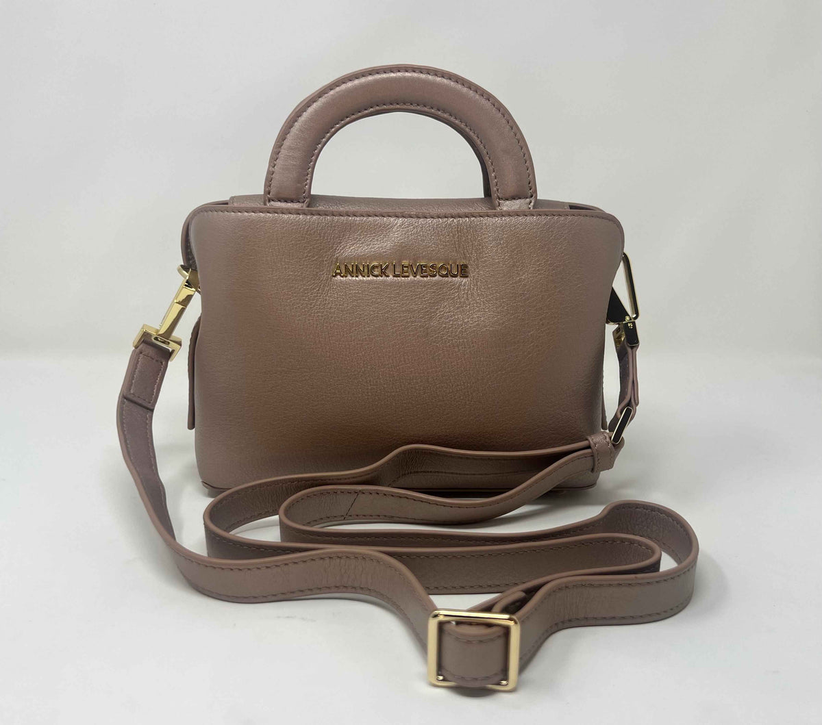 Sac à main en cuir Clarence , deux en un, Rose platine
