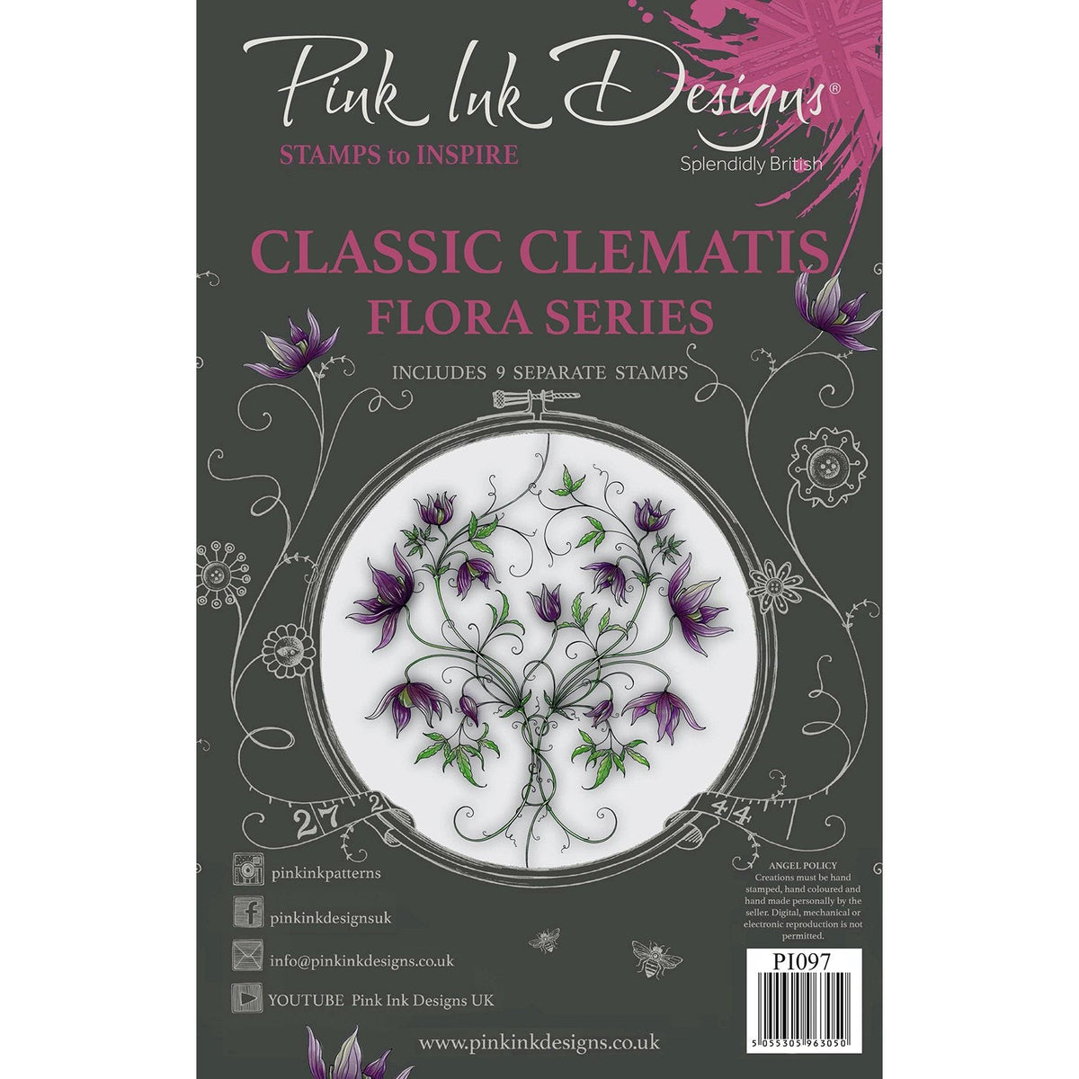 Pink Ink Designs Classic Clematis A5 Clear Stamp Set