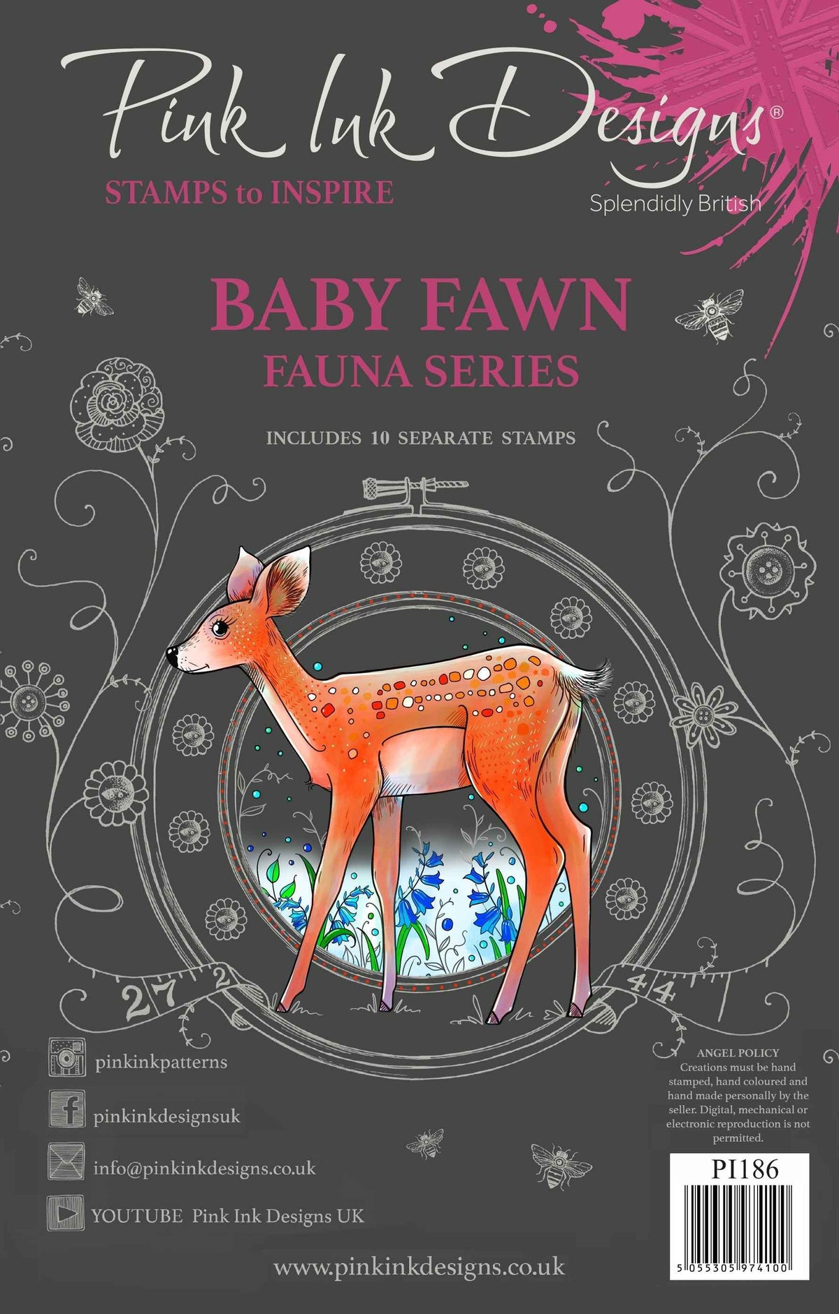 Pink Ink Designs Fawn 6 in x 8 in Clear Stamp Set