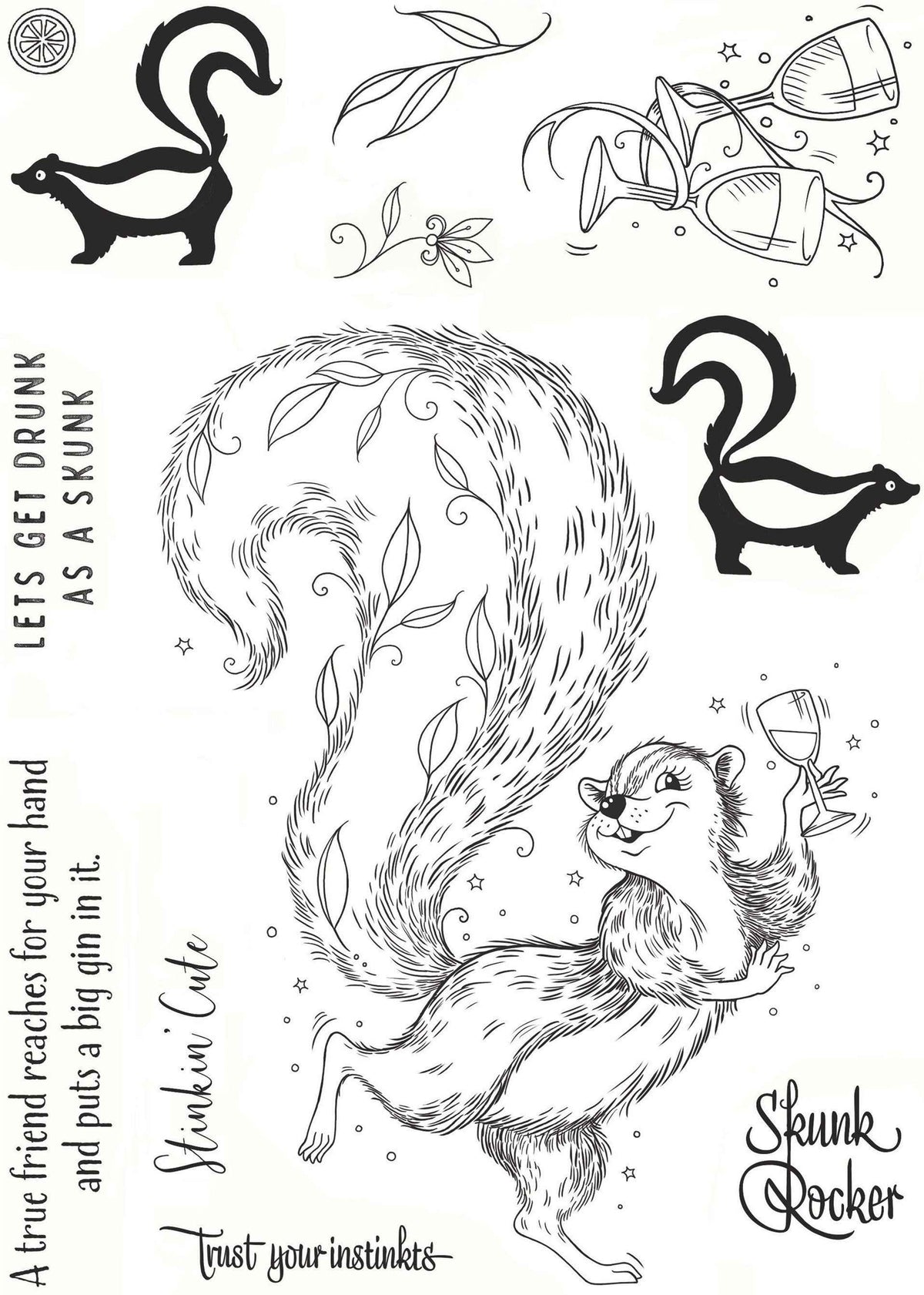 Pink Ink Designs Stinkin' Cute 6 in x 8 in Clear Stamp Set