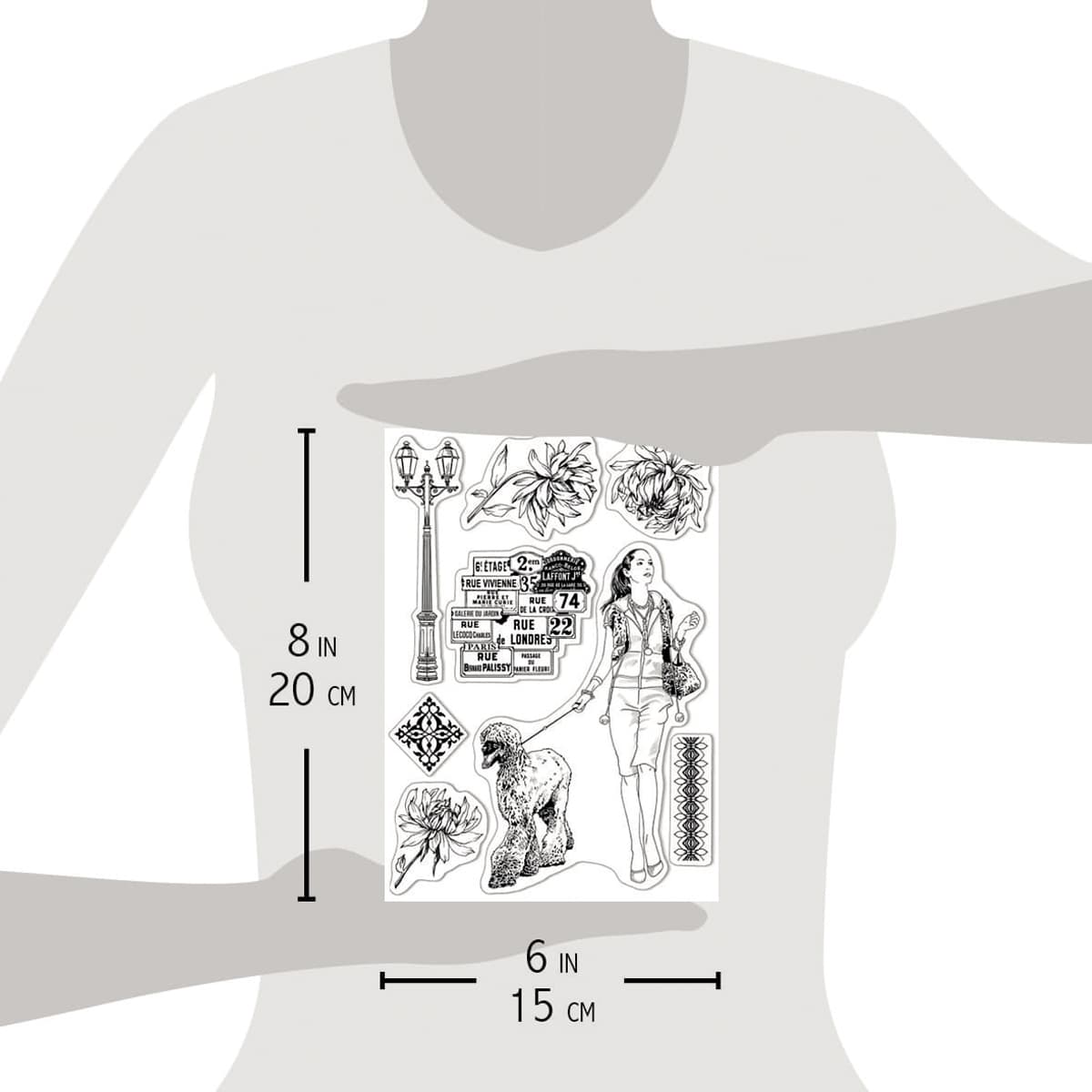 Ciao Bella Clear Stamp Set 6"x8" Walk In Paris