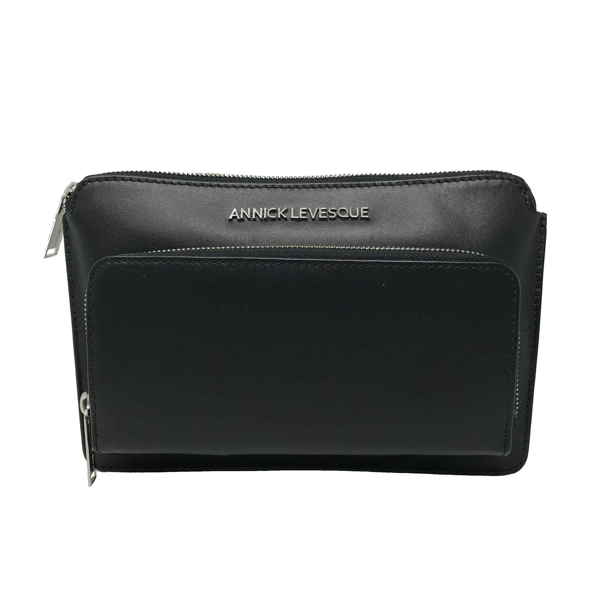 Petit sac à Bandoulière Portefeuille en Cuir Véritable noir, Carmen