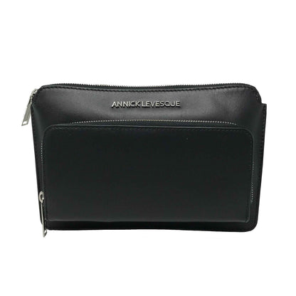 Petit sac à Bandoulière Portefeuille en Cuir Véritable noir, Carmen
