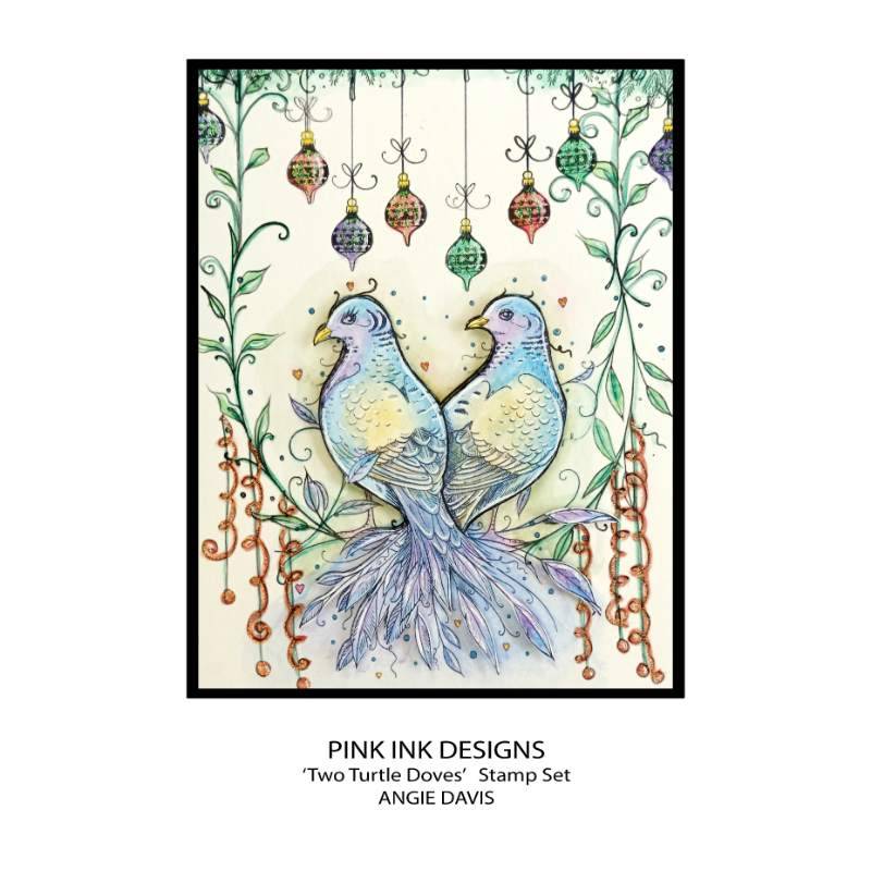 Pink Ink Designs Two Turtle Doves 6 in x 8 in Clear Stamp Set