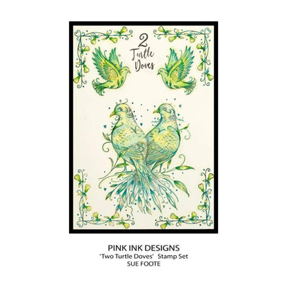 Pink Ink Designs Two Turtle Doves 6 in x 8 in Clear Stamp Set