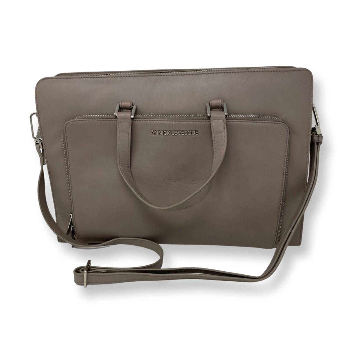 Sac pour Ordinateur Portable en Cuir Taupe | Elizabeth