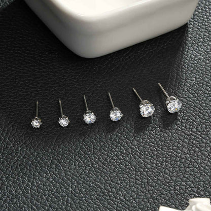 REIGN Silver (White Gold):  3-Pair Zirconia Earrings Stud Set