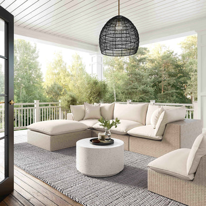 Sunbay 4 Piece Outdoor Natural Wicker Modular Sectional - Beige