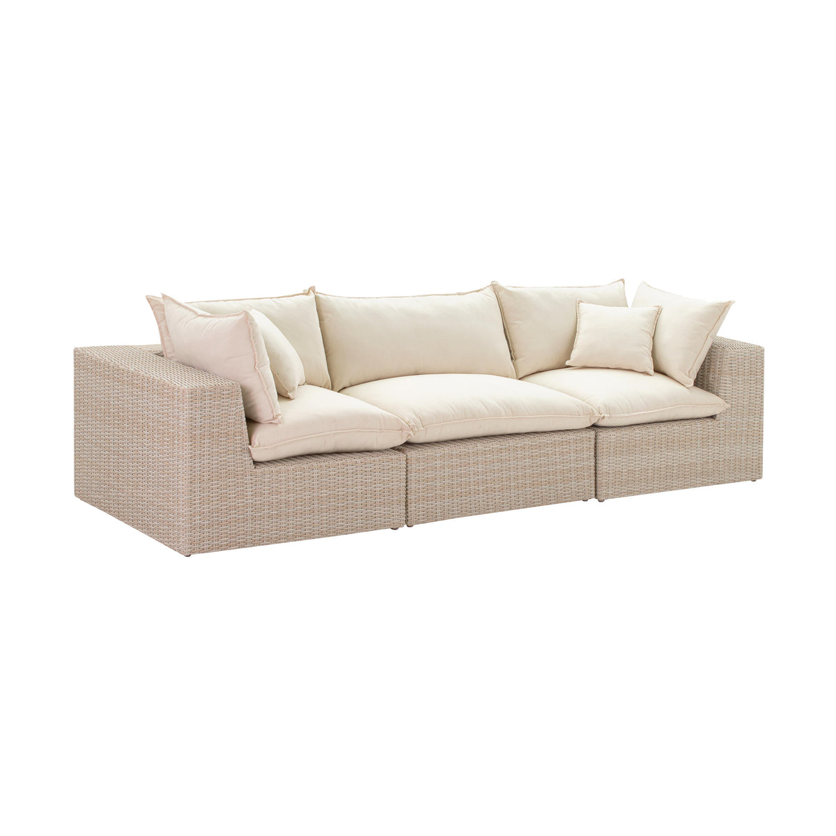 Sunbay 3 Seater Outdoor Natural Wicker Modular Sofa - Beige