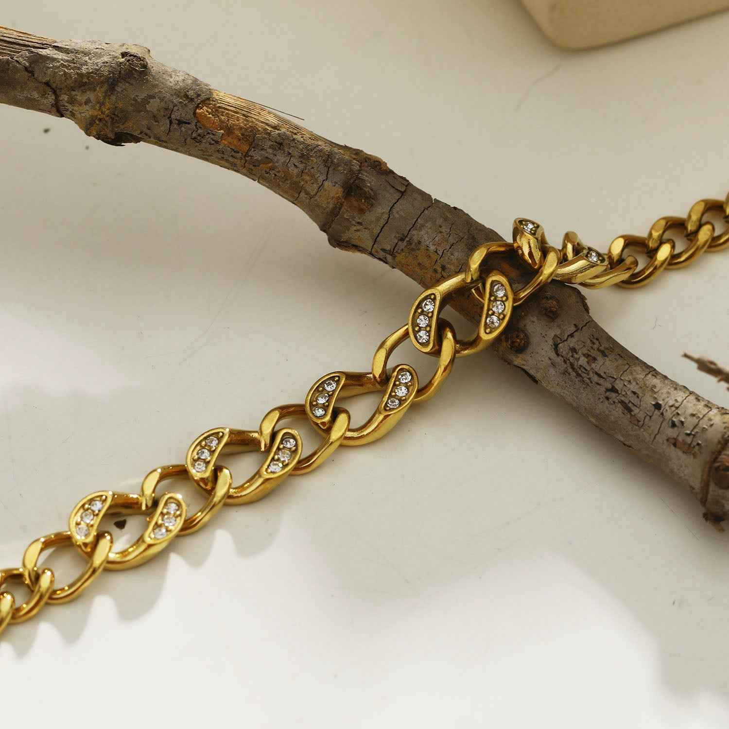 ROUBAIX Gold: Cuban Link-Chain Zirconia Statement Bracelet