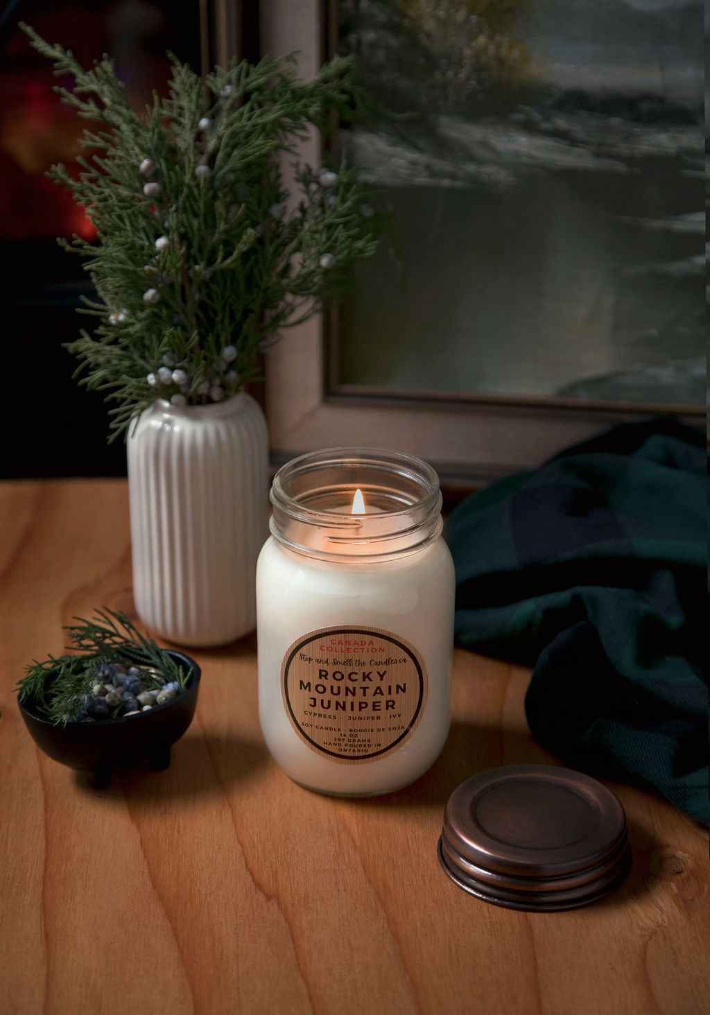 Rocky Mountain Juniper:  14oz Soy Candle