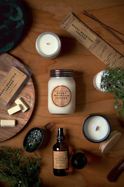 Rocky Mountain Juniper:  wood wick soy candle 8oz