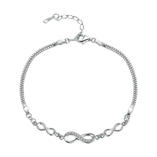 Sterling Silver Infinity Bracelet with CZ – Adjustable