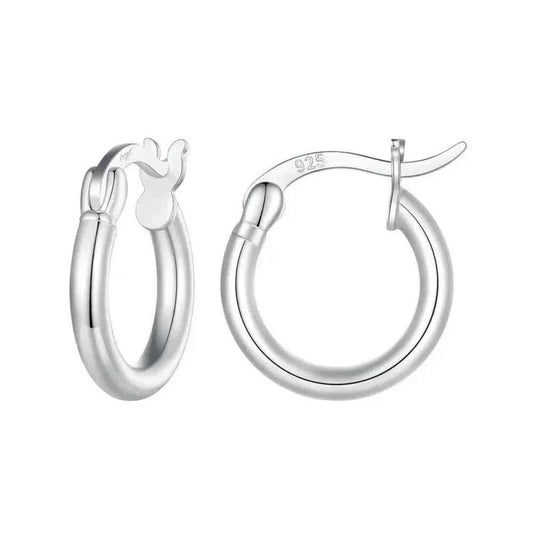 14K White Gold Plated 925 Sterling Silver Hoop Earrings | Hypoallergenic 24mm Hoops