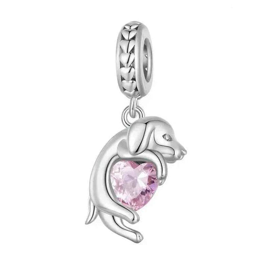 Genuine 925 Sterling Silver Pet Dog Charm For Bracelet - Poodle Dachshund Pendant