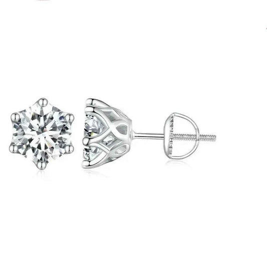 Radiant Moissanite Stud Earrings | D Color Round Cut 925 Silver, Gold Plated