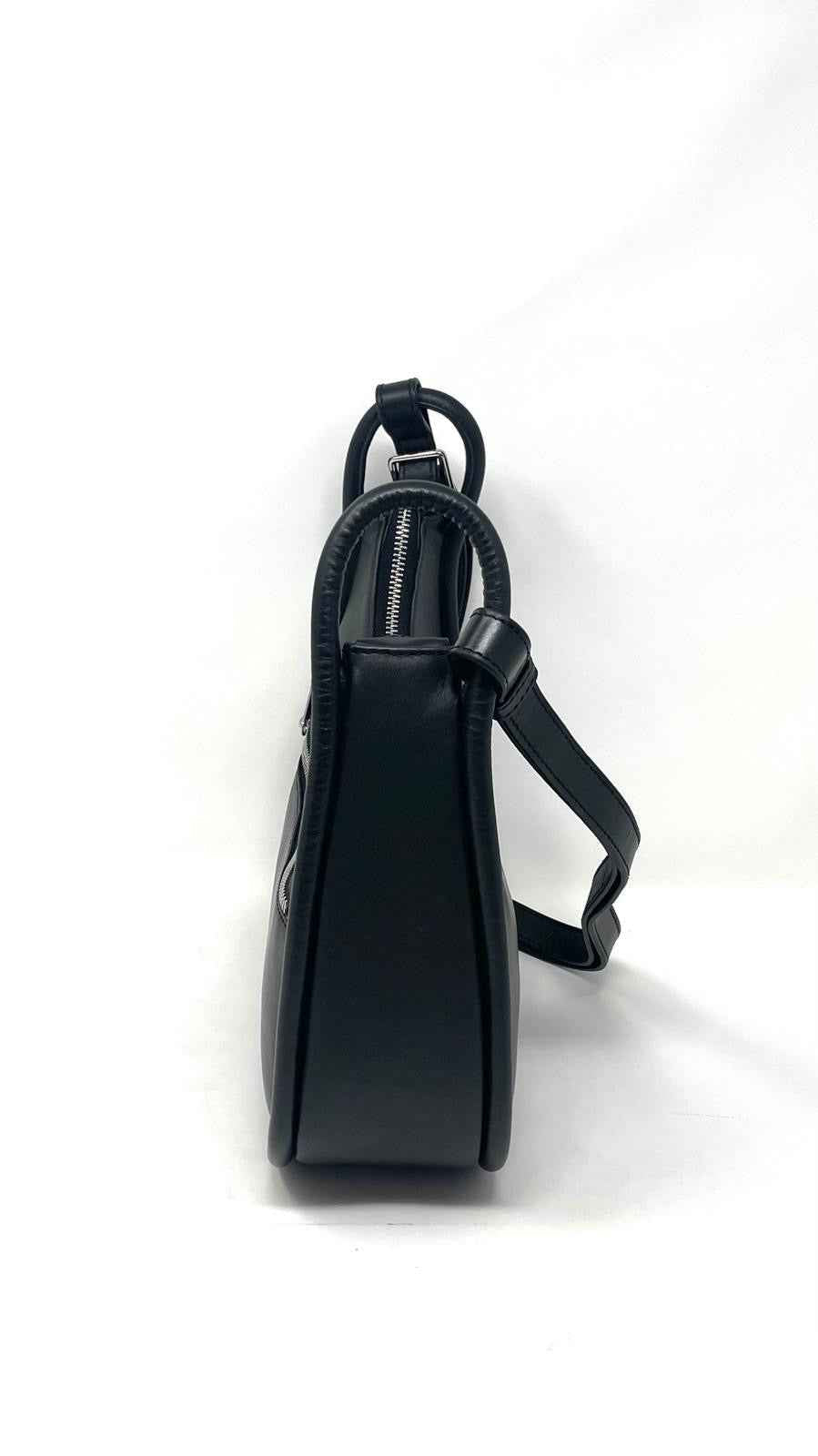Petit Sac à Bandoulière en Cuir Noir, Sabrina