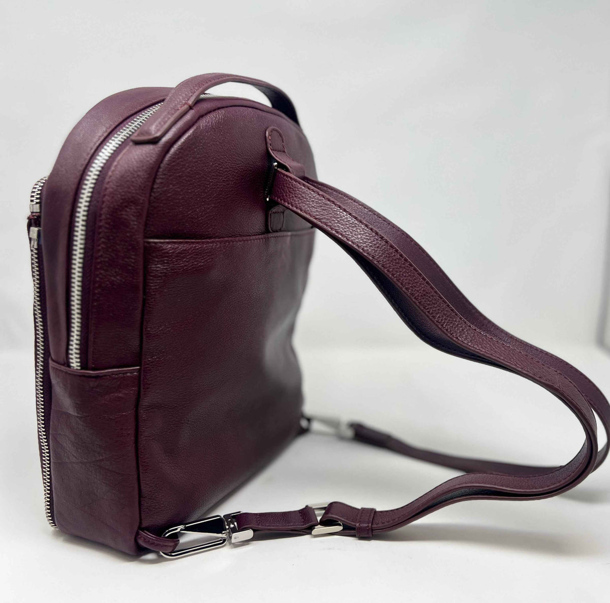 Sac à dos en Cuir Aubergine, Alice