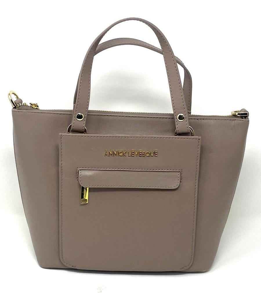 Sac à Main en Cuir véritable Taupe, Lina