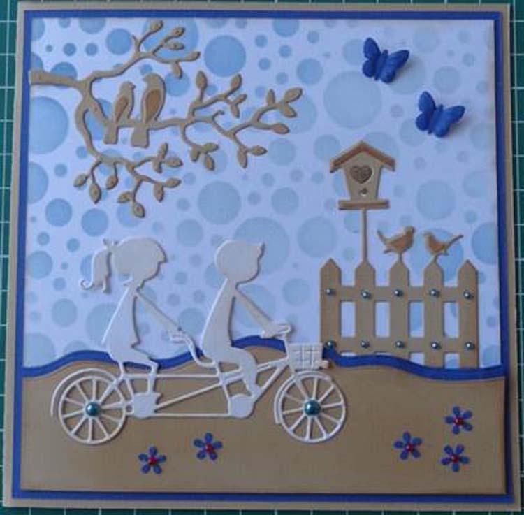 Nellie's Choice - Shape Die Blue Tandem Bicycle