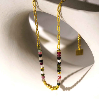SEHAR Gold: Mixed Stone & Gold Beaded Necklace