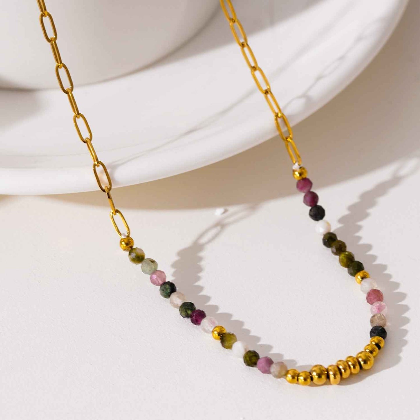 SEHAR Gold: Mixed Stone & Gold Beaded Necklace