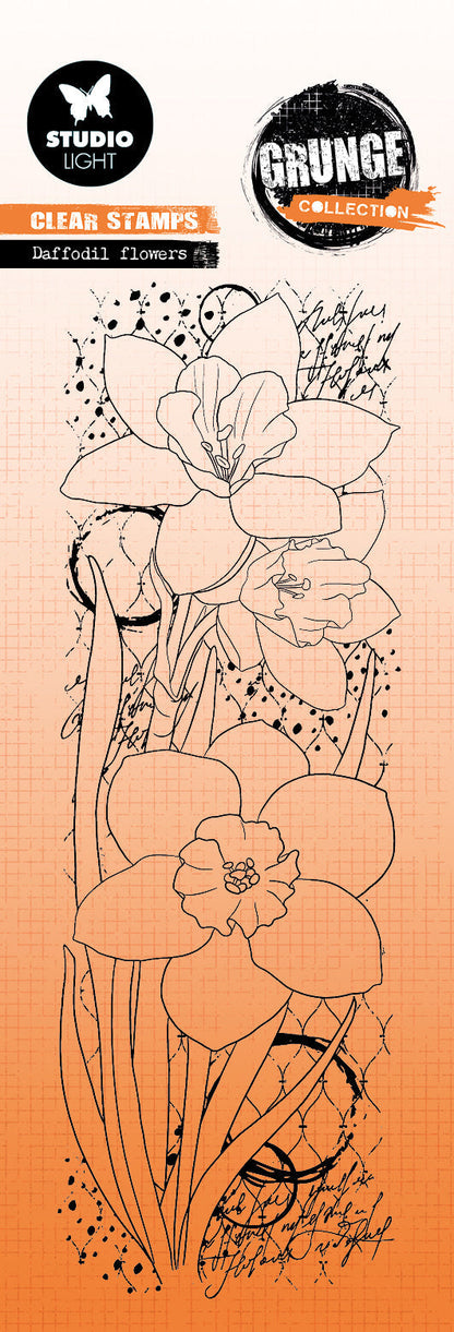 SL Clear Stamp Daffodil Flowers Grunge Collection 68x202x3mm 1 PC nr.396