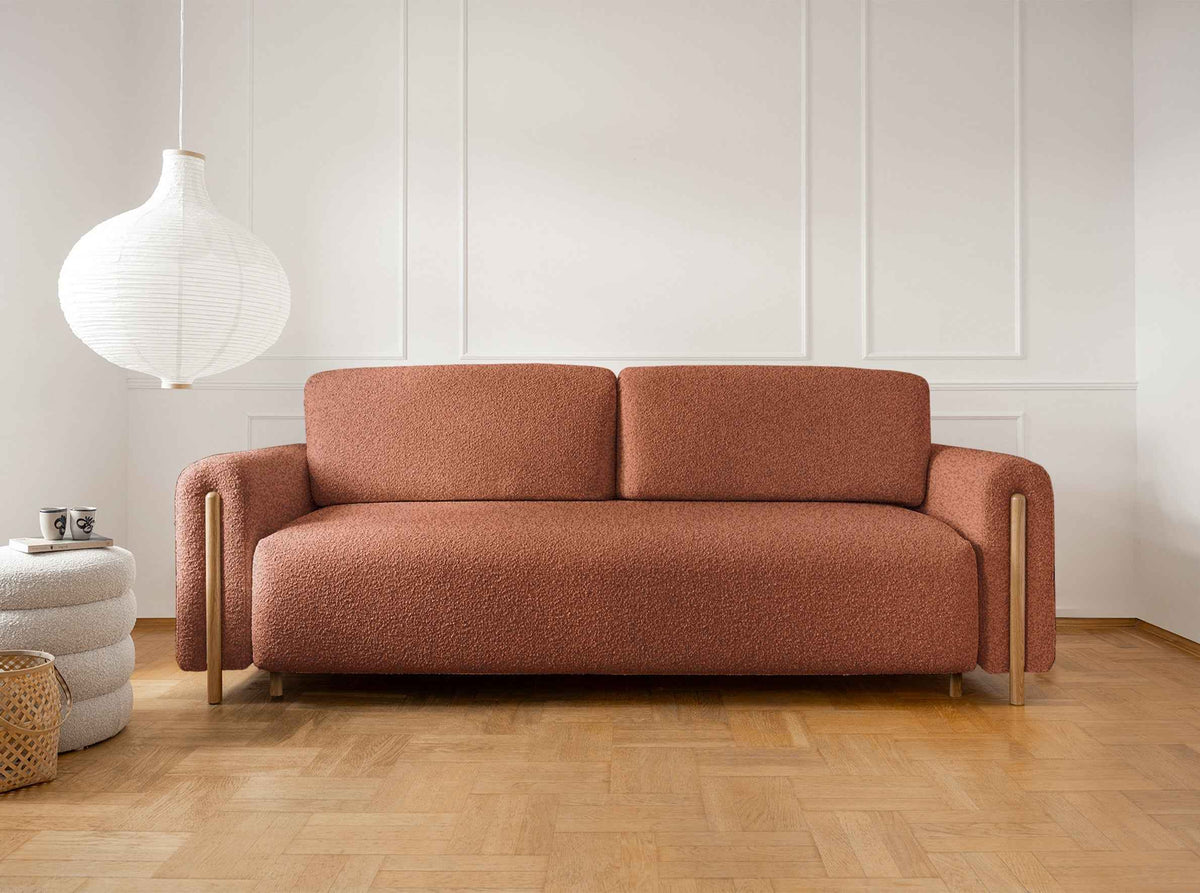 Arcadova 3 Seater Storage Sleeper Sofa - Rust Brown
