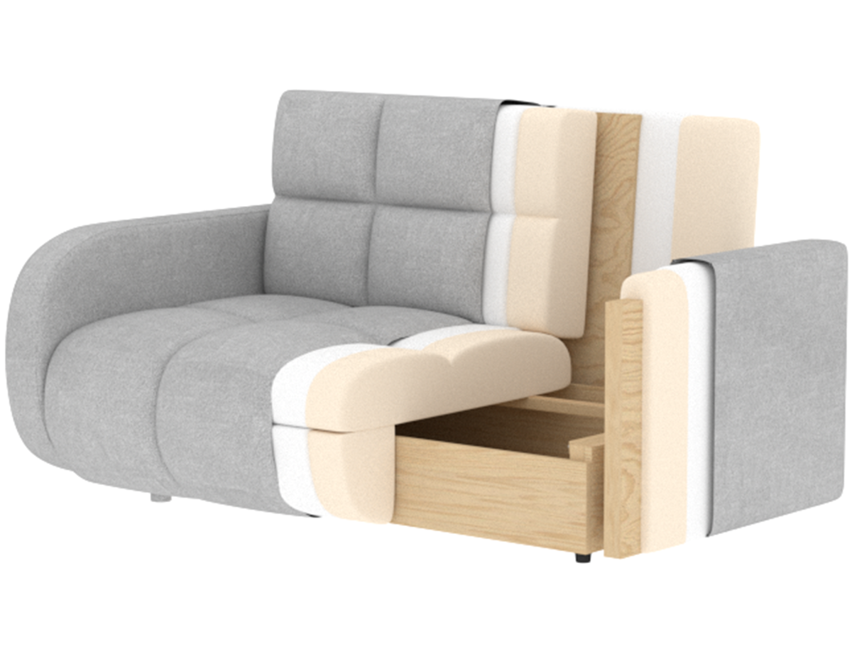 Deverio 3 Seater Condo Size Storage Sleeper Sofa - White