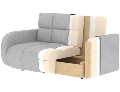 Deverio 3 Seater Condo Size Storage Sleeper Sofa - White