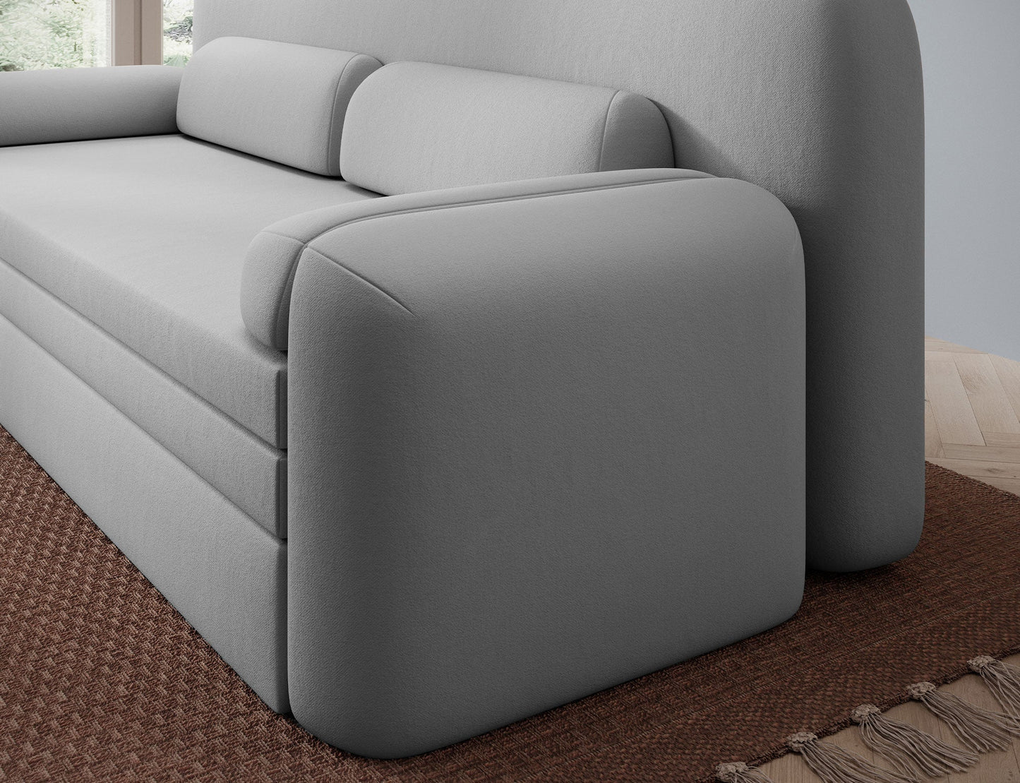 Elioss 3 Seater Storage Sleeper Sofa - Light Grey