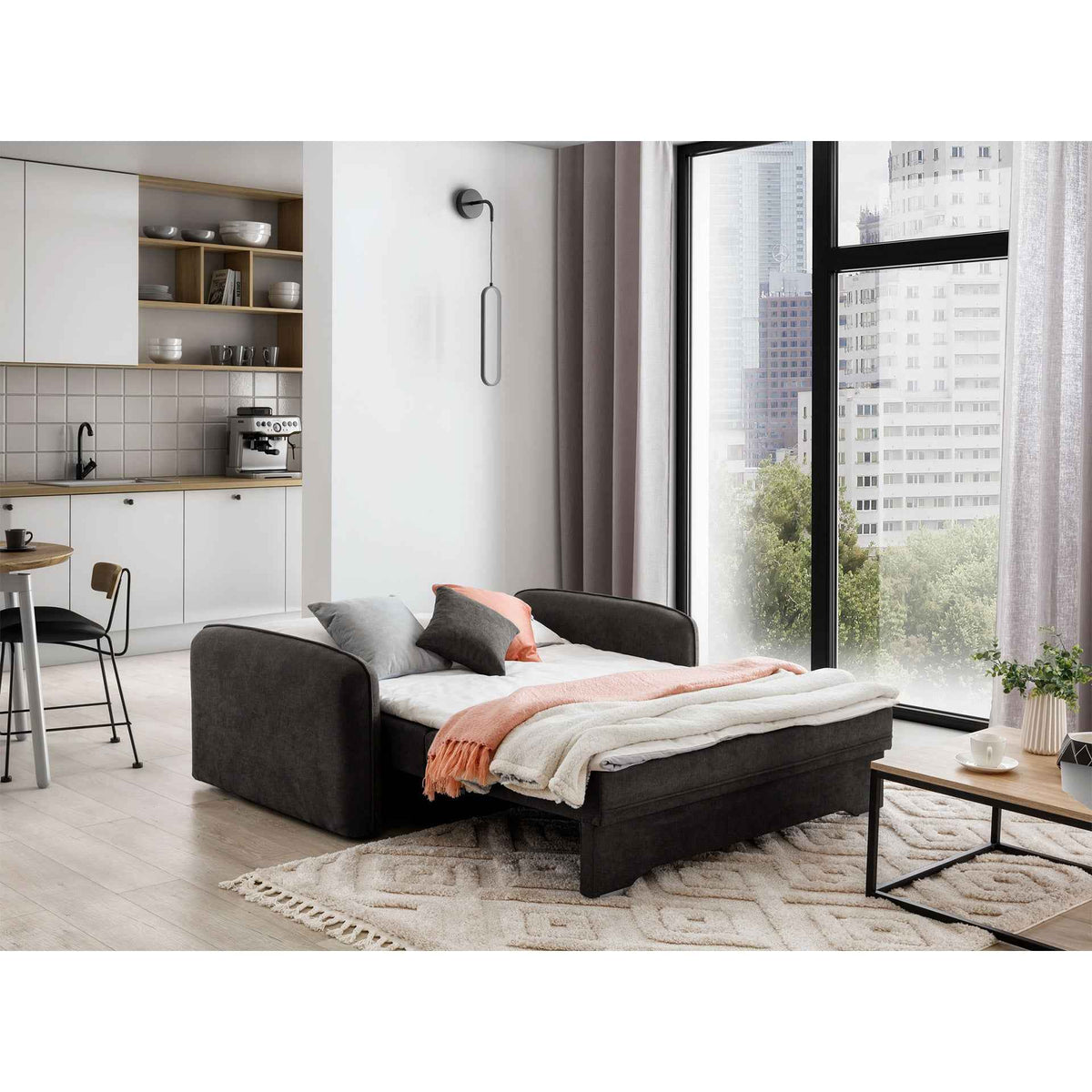Laine Condo Style 2 Seater Storage Sleeper Sofa - Dark Grey