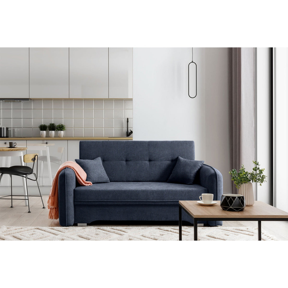 Laine Condo Style 2 Seater Storage Sleeper Sofa - Navy Blue