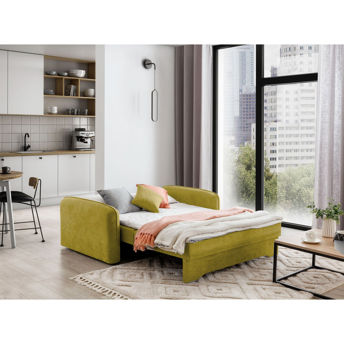 Laine Condo Style 2 Seater Storage Sleeper Sofa - Mustard