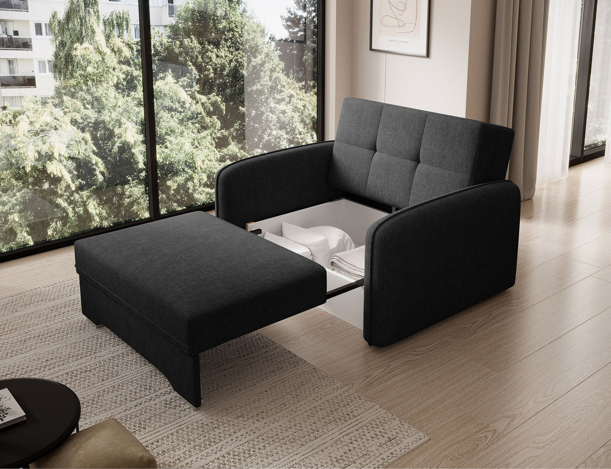 Laine Condo Style 1 Seater Storage Sleeper Sofa - Black
