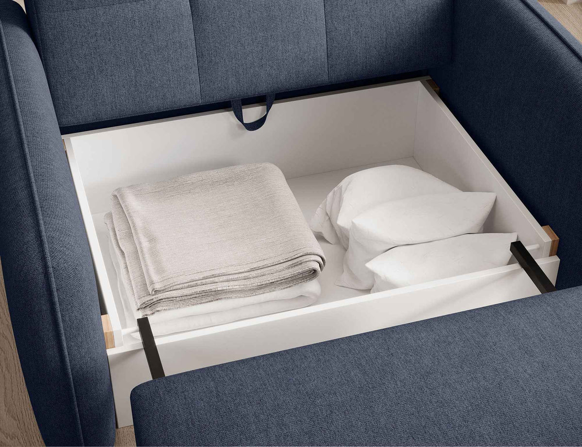 Laine Condo Style 1 Seater Storage Sleeper Sofa - Navy Blue