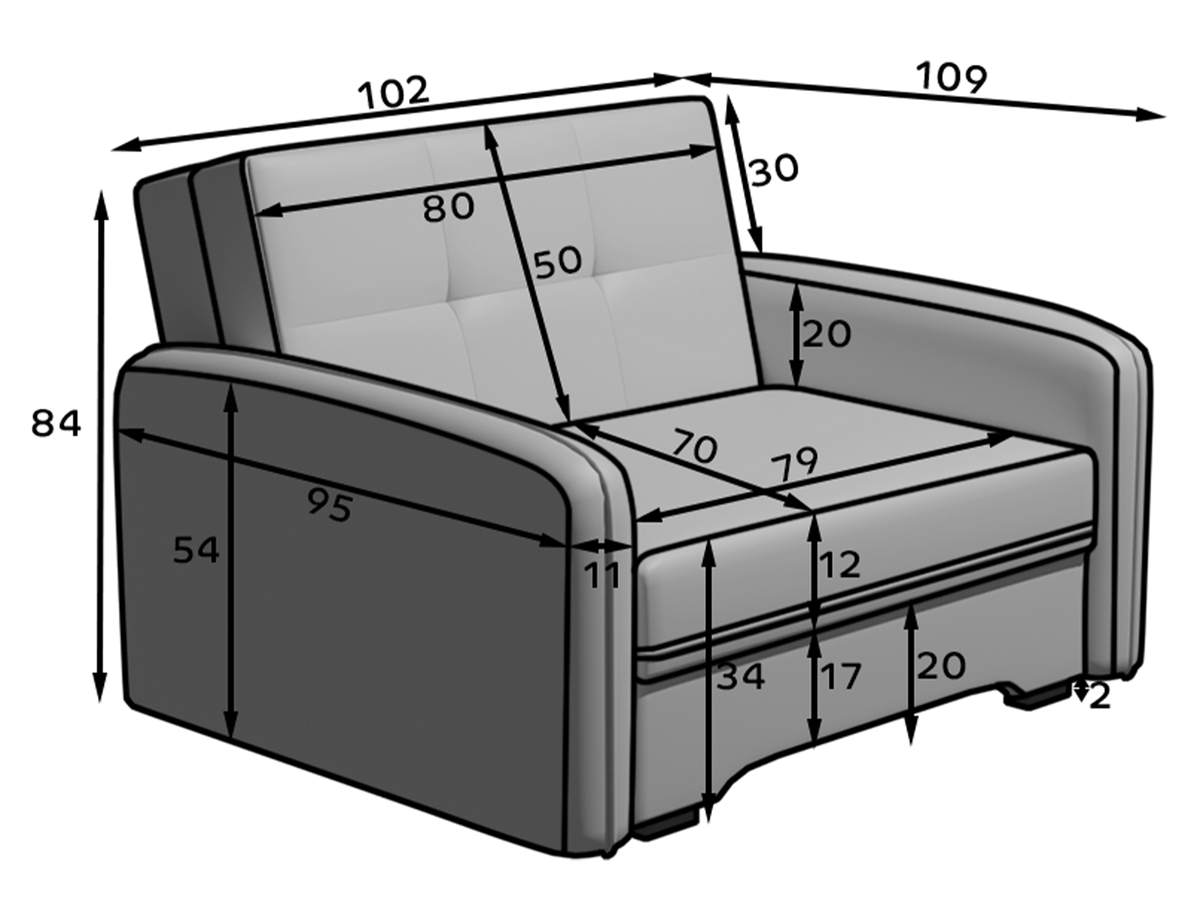 Laine Condo Style 1 Seater Storage Sleeper Sofa - Dark Grey