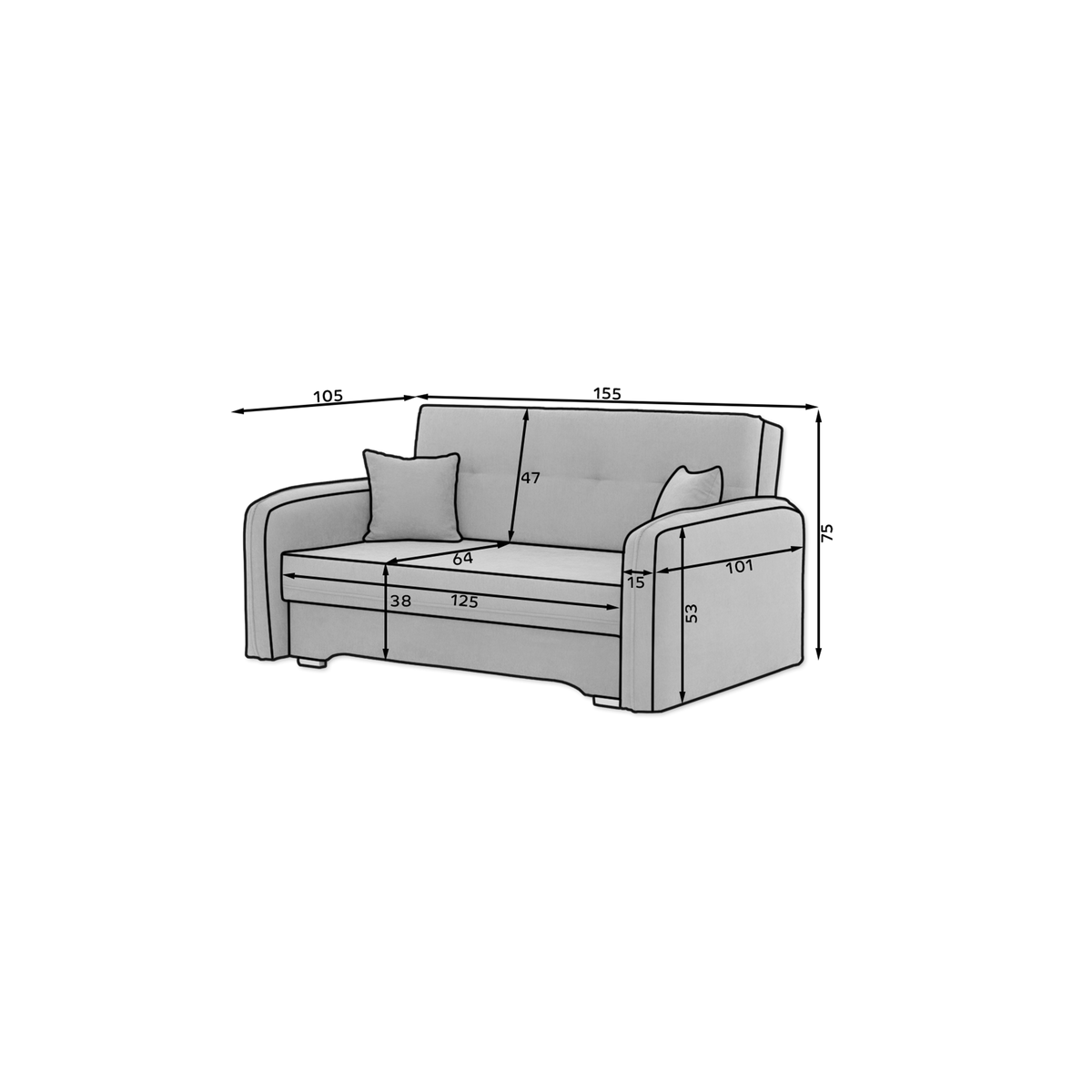 Laine Condo Style 2 Seater Storage Sleeper Sofa - Jade Green