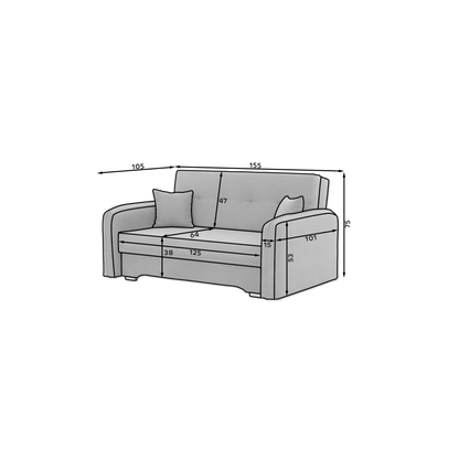 Laine Condo Style 2 Seater Storage Sleeper Sofa - Jade Green