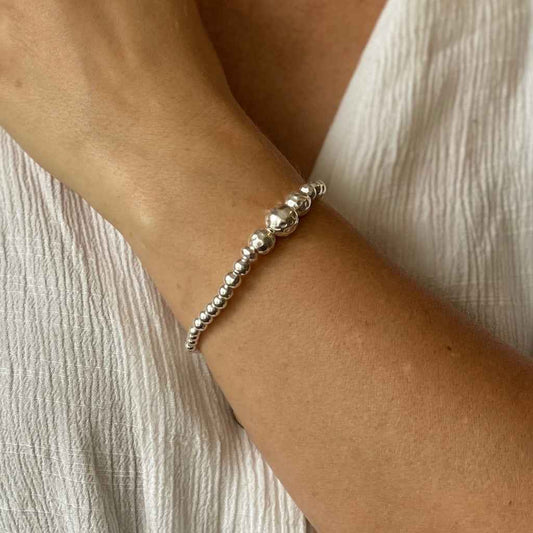Beaded Bracelet In Silver Plate