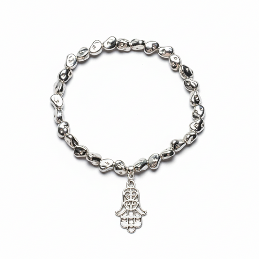 Hasma Charm Nugget Bracelet in Silver Plate