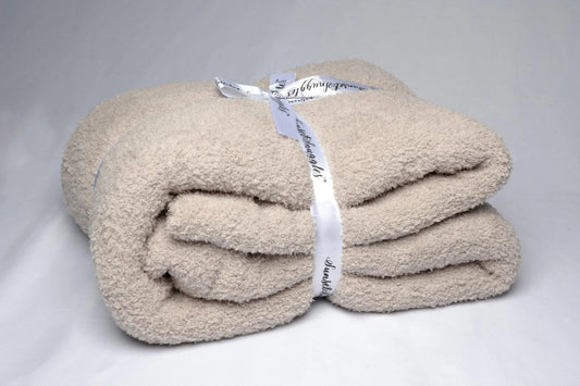 Greige Solid Double Layered Throw