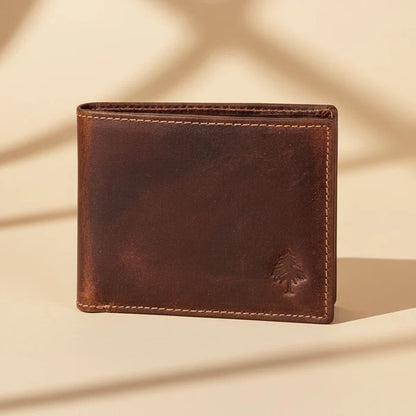 Greenwood Men's Leather Bifold Wallet. Premium RFID Protection Wallet with Flip Compartment