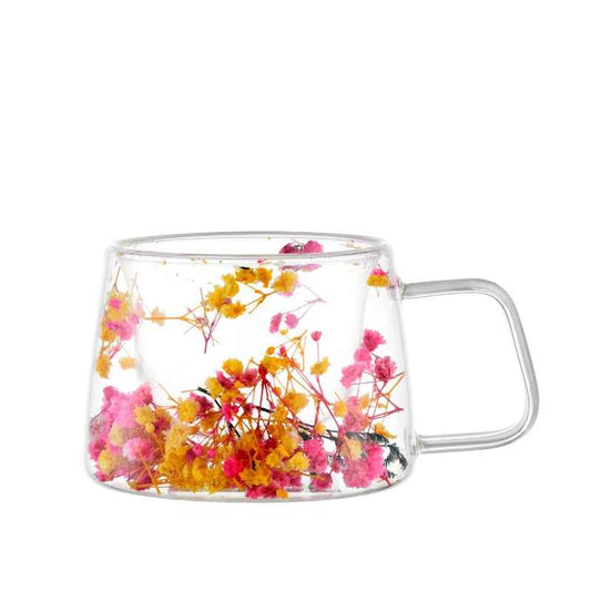 Coffee Cup Double-Walled with Floral Design 7 Oz - 1Piece