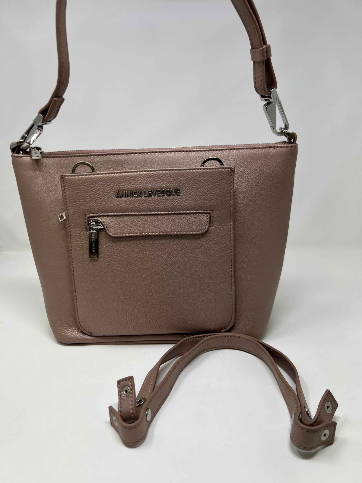 Sac à main en cuir rose platine | Lina